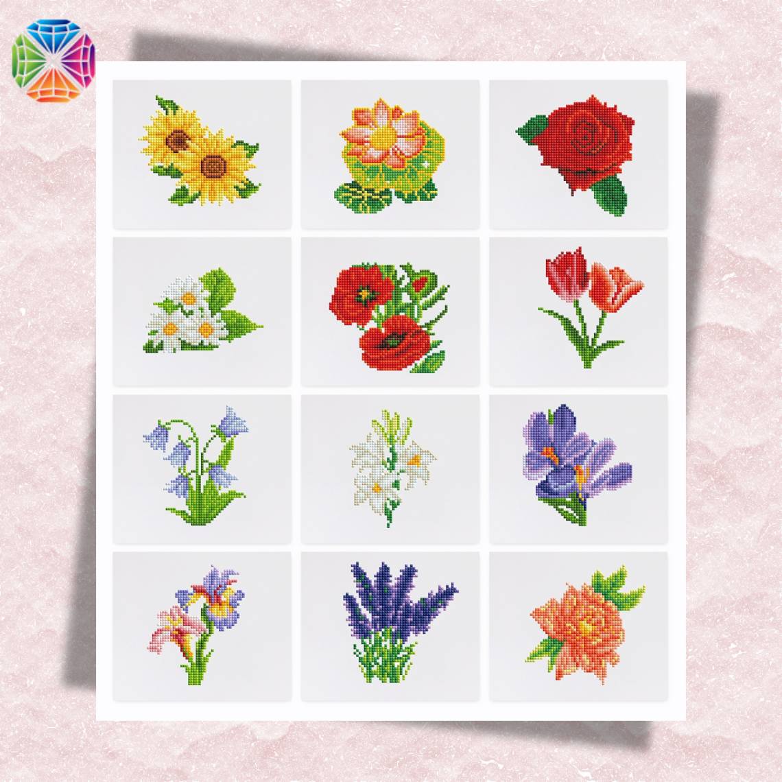 Floral Mini Diamond Painting - 12 pcs