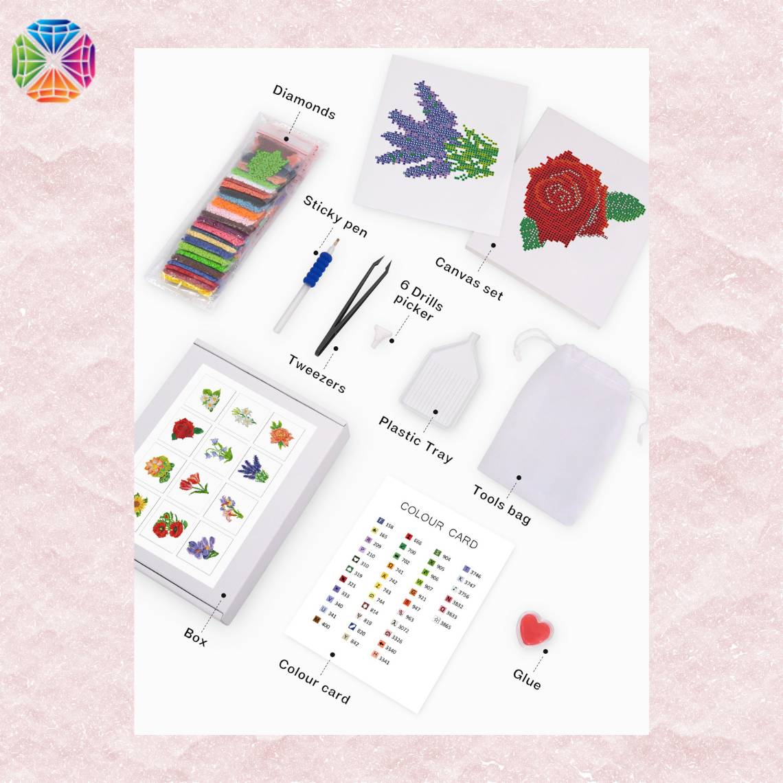 Floral Mini Diamond Painting - package