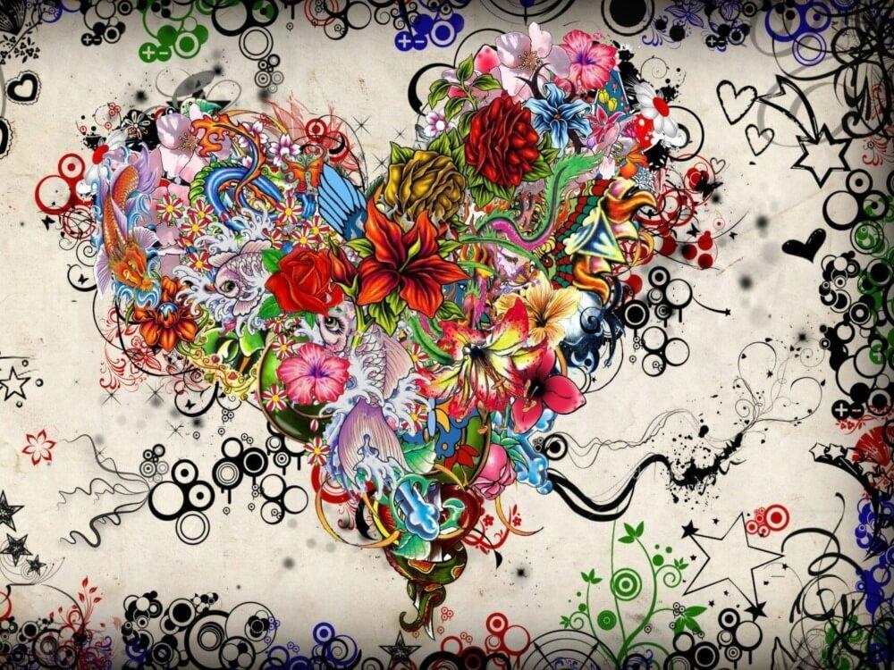 Flower Heart - Diamond Painting