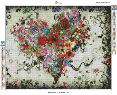 Flower Heart - Diamond Painting Layout