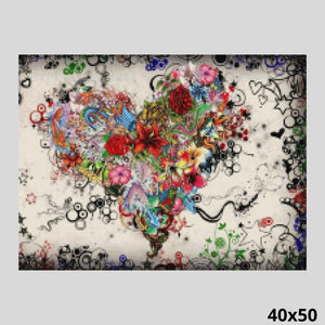 Flower Heart 40x50 - Diamond Painting