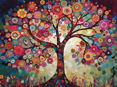 Flower Mandala Tree - Diamond Painting