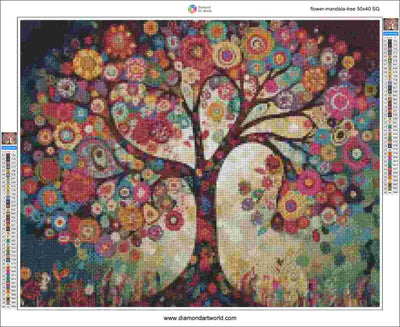 Flower Mandala Tree - Diamond Painting Layout