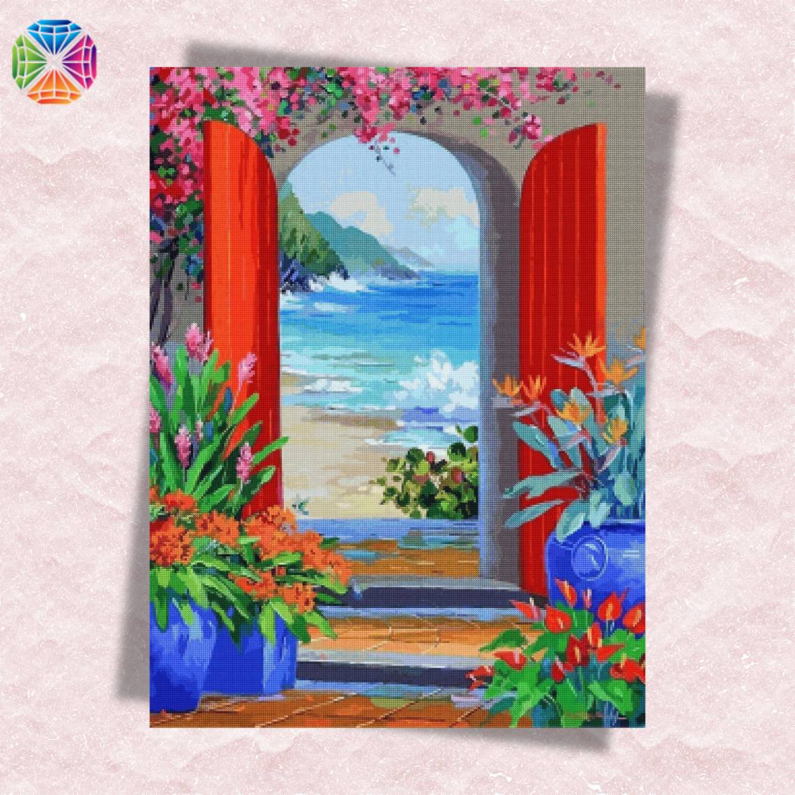 Flowery Door to the Sea - Diamond Painting