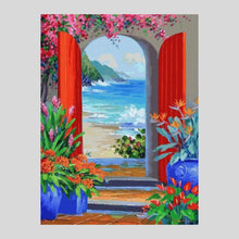 Load image into Gallery viewer, Flowery Door to the Sea - Diamond Painting
