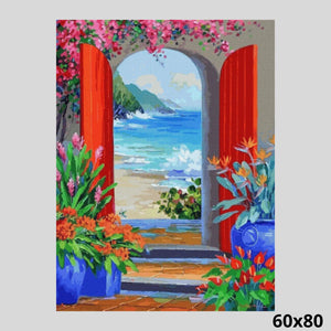 Flowery Door to the Sea 60x80 - Diamond Painting