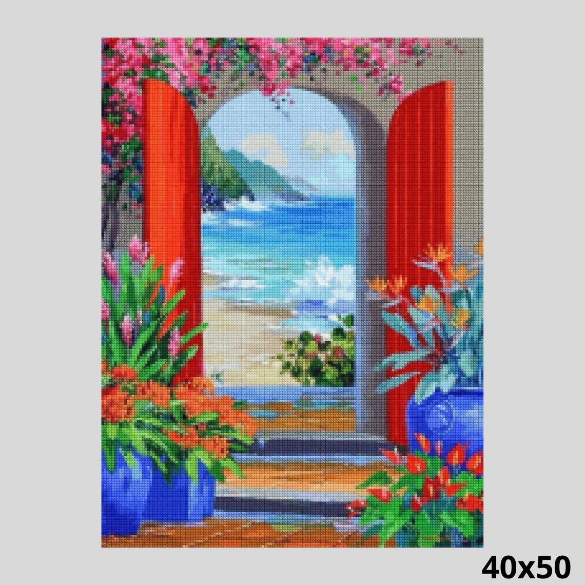 Flowery Door to the Sea 40x50 - Diamond Painting