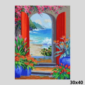 Flowery Door to the Sea 30x40 - Diamond Painting