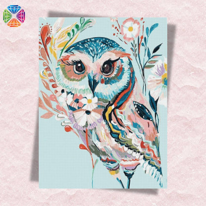 Flowery Folk Art Owl - Diamond Painting