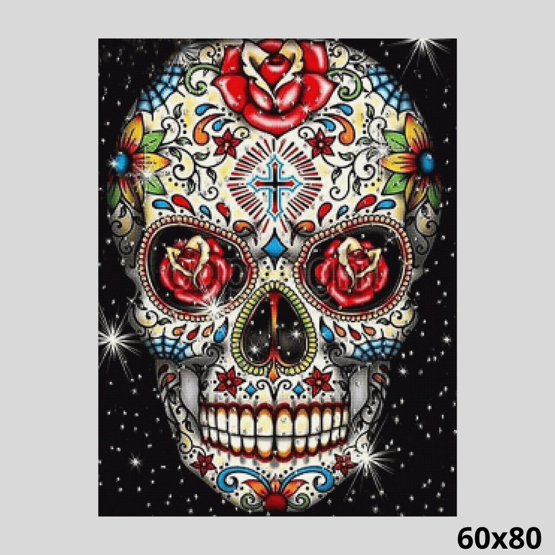 Folk Art Painted Skull 60x80 - Diamond Painting