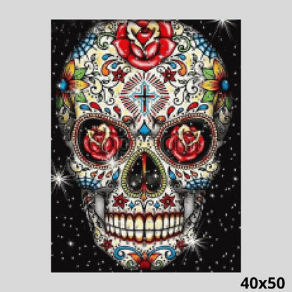 Folk Art Painted Skull 40x50 - Diamond Painting
