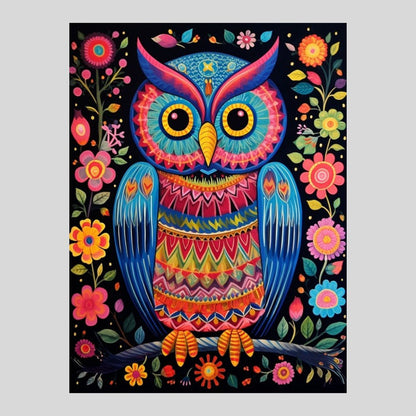 Folk Styled Owl - Diamond Art World