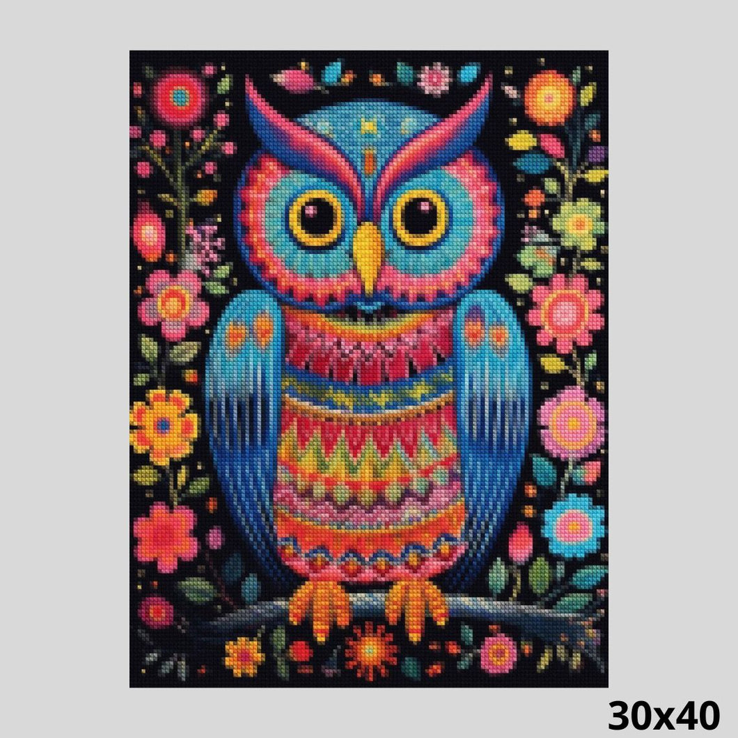 Folk Styled Owl 30x40 - Diamond Art World