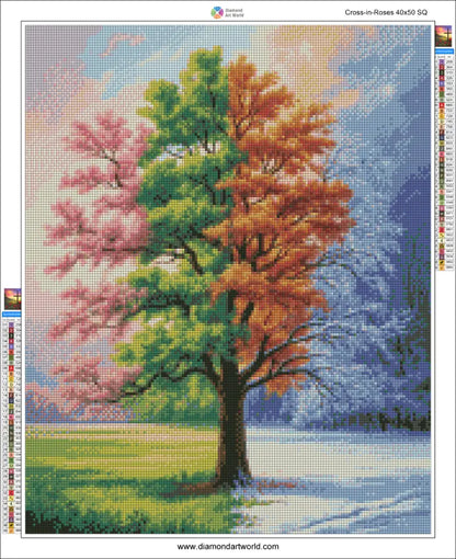 Four Seasons Tree - Diamond Painting Layout