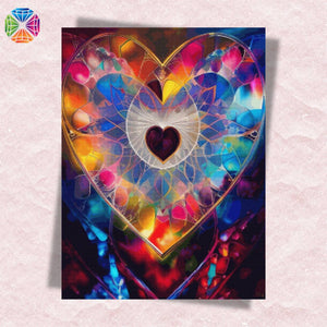 Glass Stained Kaleidoscope Heart - Diamond Painting
