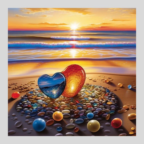 Glowing Pebble Hearts - AB Diamond Painting
