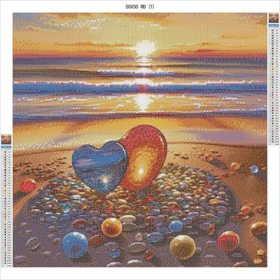 Glowing Pebble Hearts 50x50 RD - AB Diamond Painting