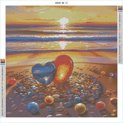 Glowing Pebble Hearts 50x50 SQ - AB Diamond Painting