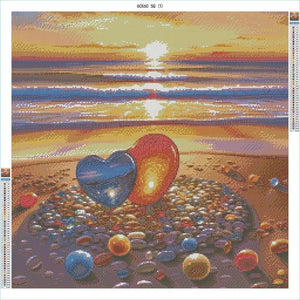 Glowing Pebble Hearts 60x60 SQ - AB Diamond Painting