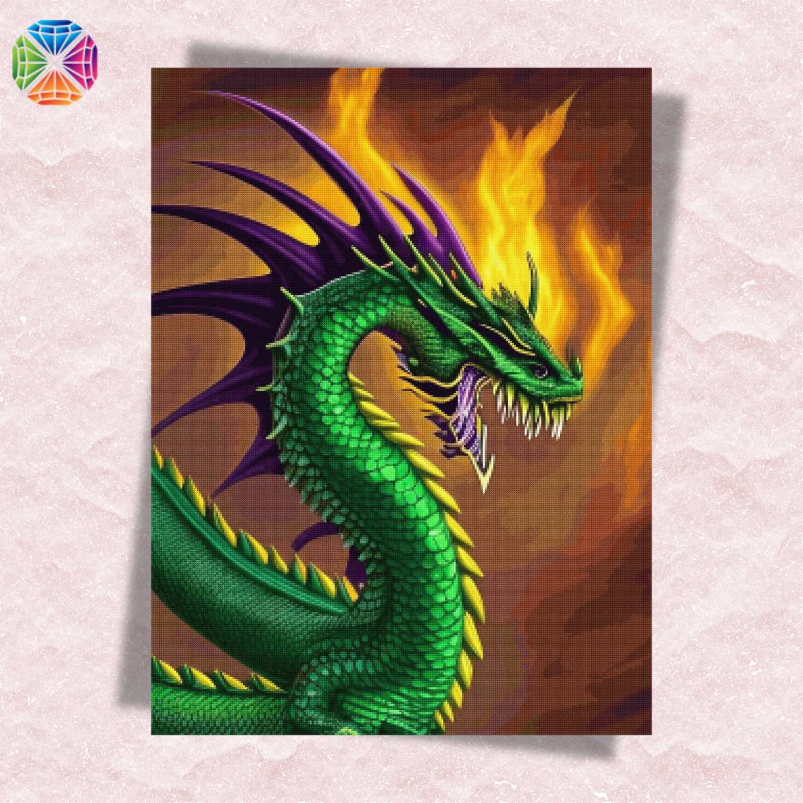 Green Dragon Breathing Fire - Diamond Painting