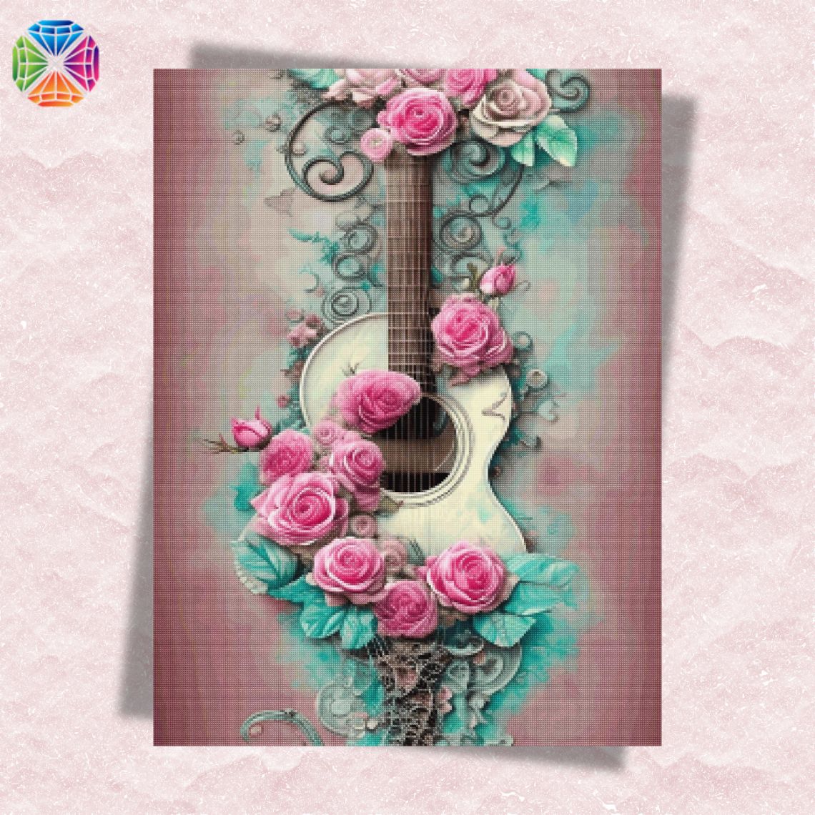 Guitar in Embrace of Roses Diamond Painting