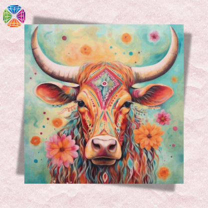 Hippie Texas Longhorn - Diamond Painting