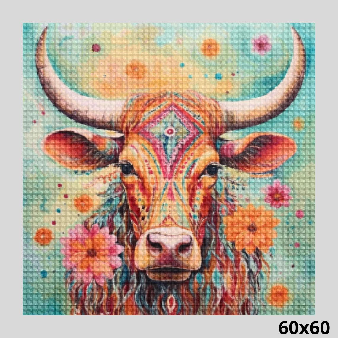 Hippie Texas Longhorn 60x60 Diamond Painting