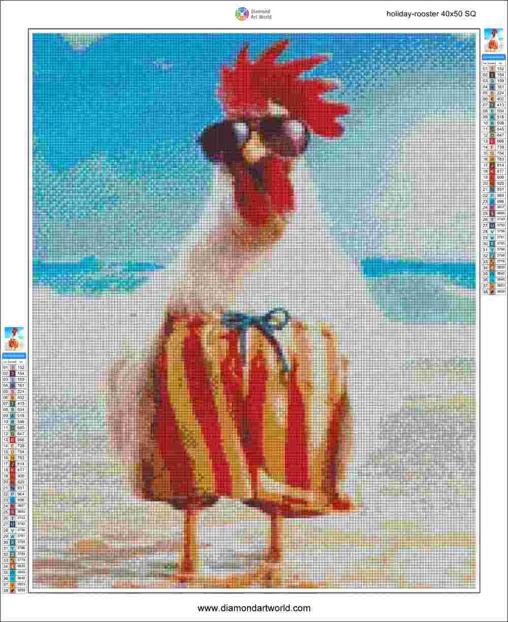 Holiday Rooster Diamond Painting Layout