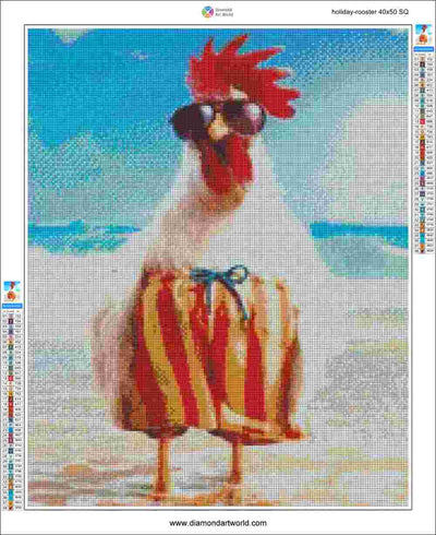 Holiday Rooster Diamond Painting Layout