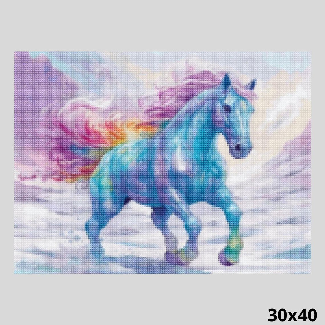 Horse in Snow 30x40 - Diamond Painting