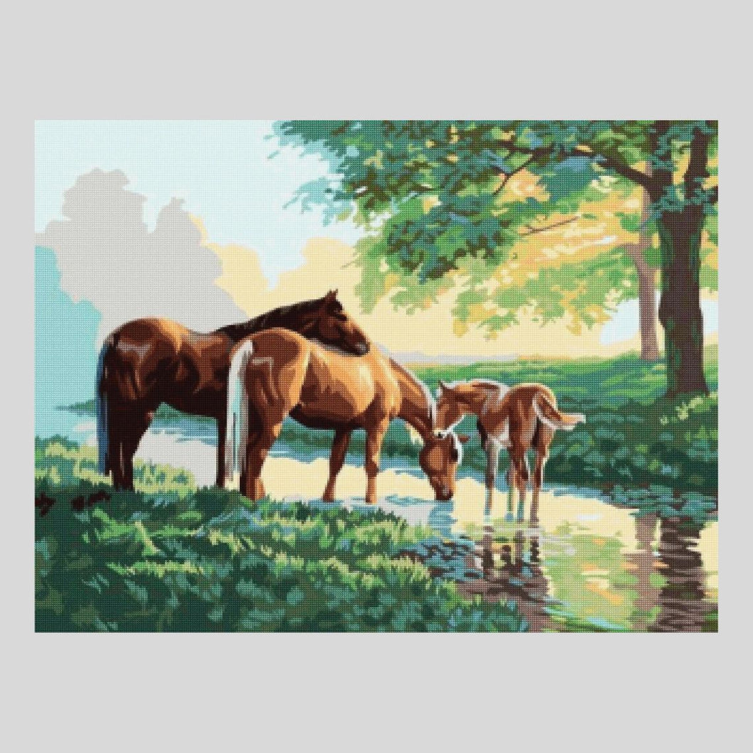 Horses in Wood - Diamond Painting
