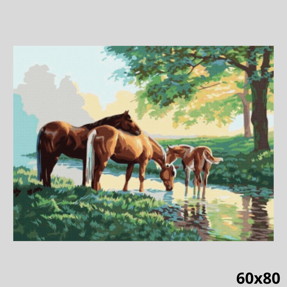 Horses in Wood 60x80 - Diamond Painting