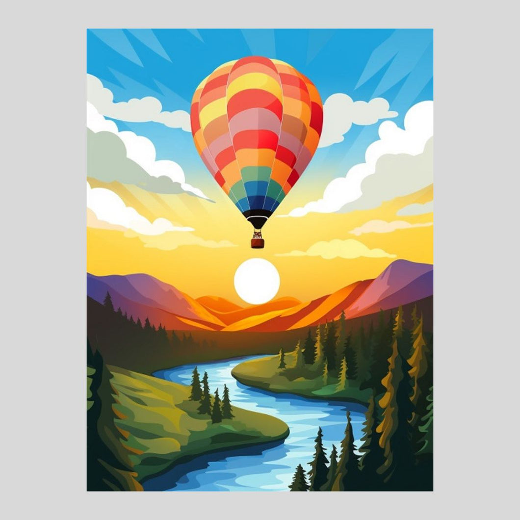 Hot Air Balloon Sunset - Diamond Painting