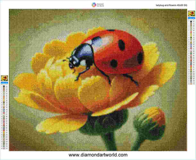 Ladybug and Flowers - Diamond Painting Layout