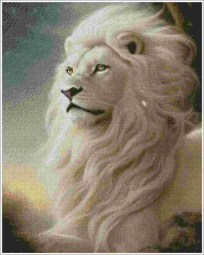 Majestic White Maned Lion - Diamond Art
