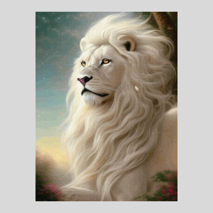 Majestic White Maned Lion - Diamond Painting
