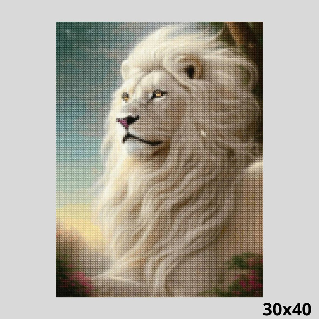 Majestic White Maned Lion 30x40 - Diamond Painting