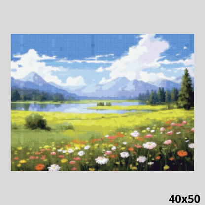 Meadow Flowers Landscape 40x50 - Diamond Art