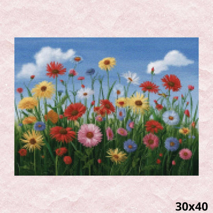 Meadow Flowers Landscape 30x40 - Diamond Painting