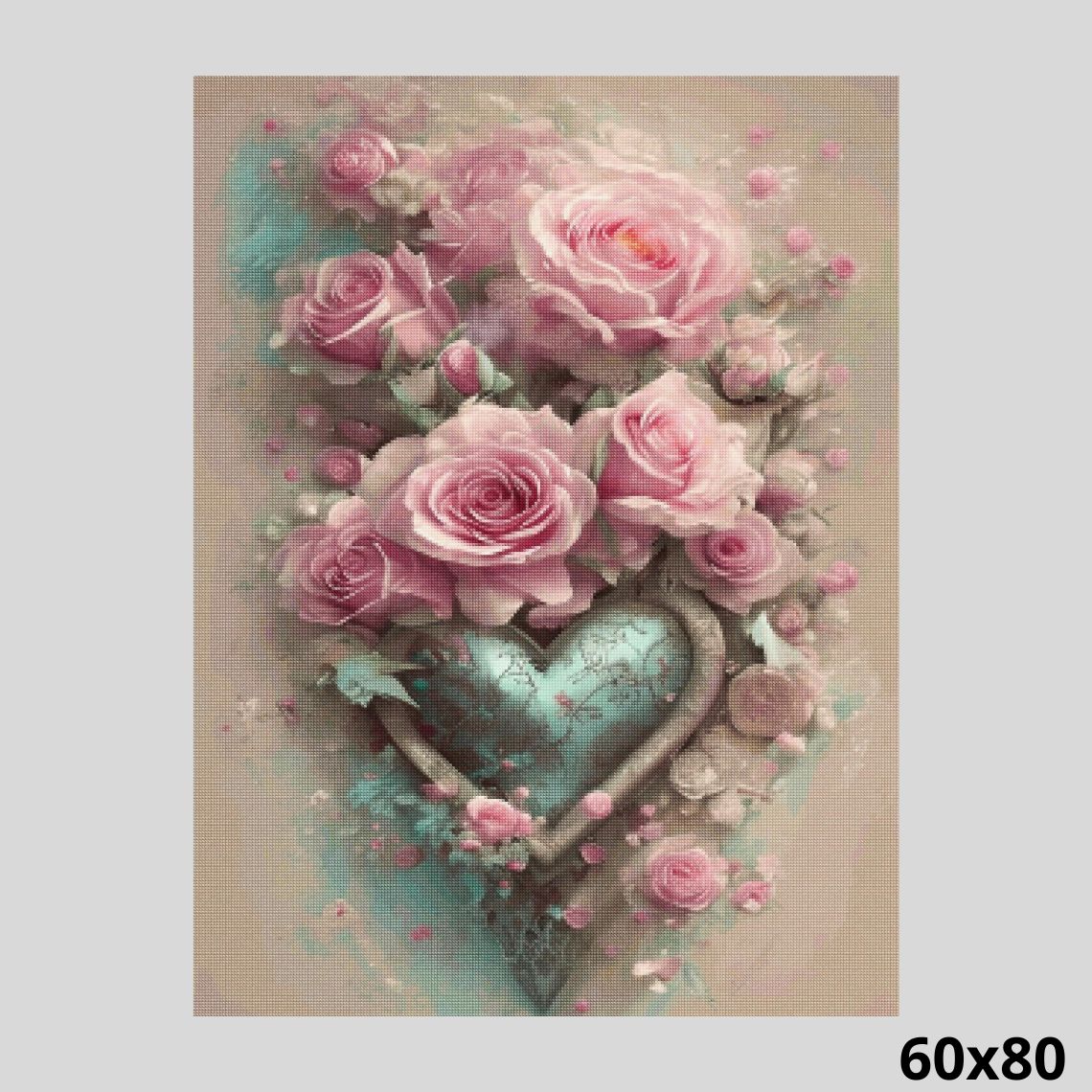 Metal Heart Entwined in Roses 60x80 - Diamond Art