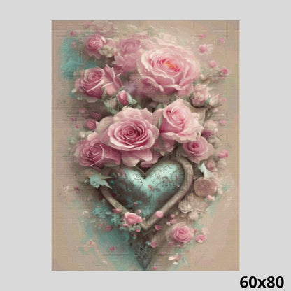 Metal Heart Entwined in Roses 60x80 - Diamond Art