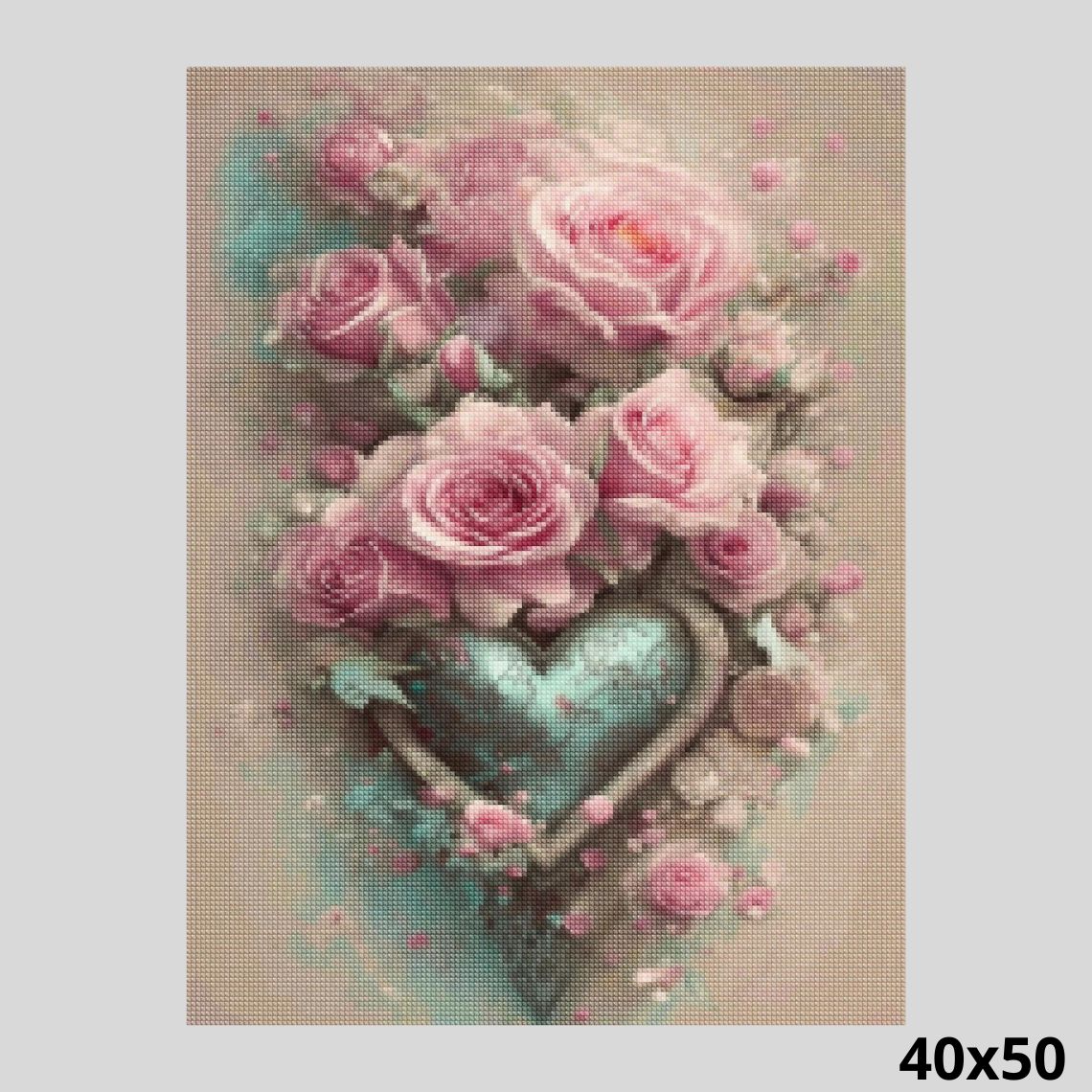 Metal Heart Entwined in Roses 40x50 - Diamond Art