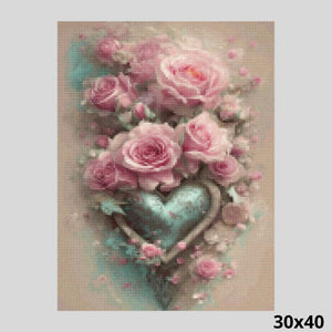 Metal Heart Entwined in Roses 30x40 - Diamond Art