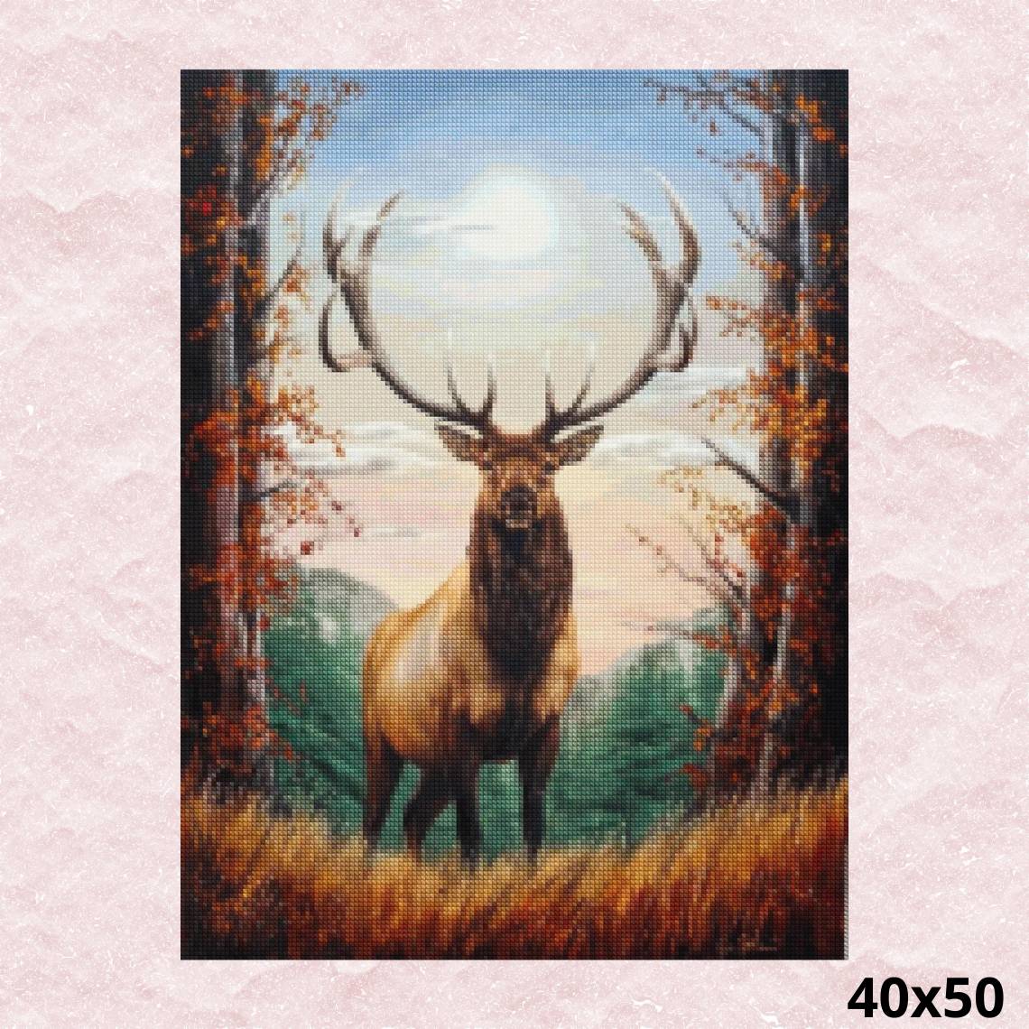 Elk Diamond Painting Kit in Forest – Diamond Art World Kits