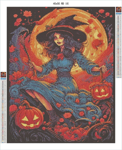 Moonlit Mystique Witch 40x50 RD- AB Diamond Painting