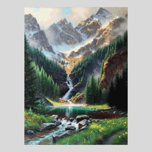 Mountains Waterfall Valley - Diamond Art