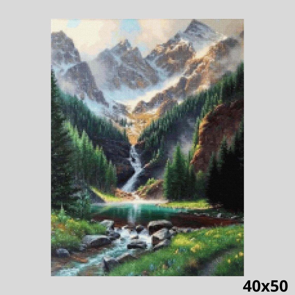 Mountains Waterfall Valley - Diamond Art World – Diamond Art World