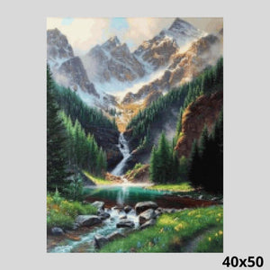 Mountains Waterfall Valley 40x50 - Diamond Art
