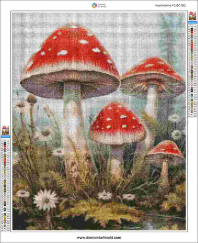 Mushrooms - Diamond Painting Layout