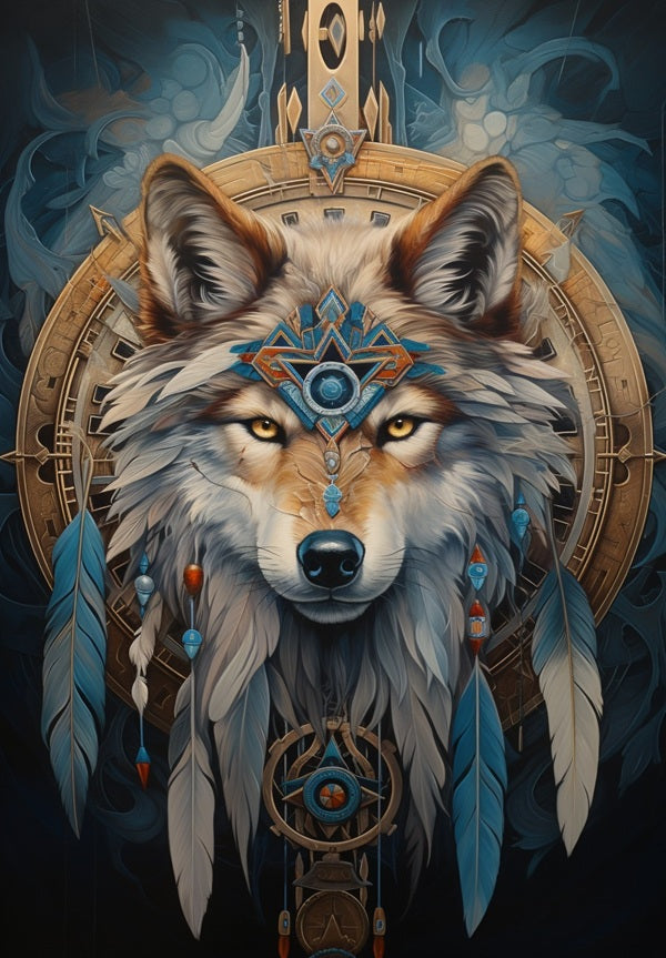 Mystic Wolf Dreamcatcher – Diamond Painting